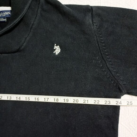 U.S. Polo Assn. Mens Black Shawl Collar Sweater XL 100% Cotton - Picture 7 of 9